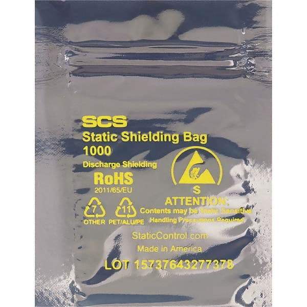 Made in USA - 20" Long x 15" Wide, 3.1 mil Thick, Self Seal Static Shield Bag - Transparent, Metal-In, Standard Grade - Top Tool & Supply