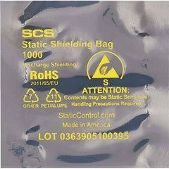 Made in USA - 3" Long x 2" Wide, 3.1 mil Thick, Open Top Static Shield Bag - Transparent, Metal-In, Standard Grade - Top Tool & Supply