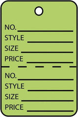 Made in USA - 1-3/4" High x 2-7/8" Long, General Information, English Safety & Facility Retail Tag - Green Cardstock - Top Tool & Supply