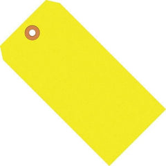 Made in USA - 5-3/4" High x 2-7/8" Long, Safety & Facility Blank Tag - Fluorescent Yellow Cardstock - Top Tool & Supply