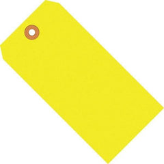 Made in USA - 3-1/4" High x 1-5/8" Long, Safety & Facility Blank Tag - Fluorescent Yellow Cardstock - Top Tool & Supply