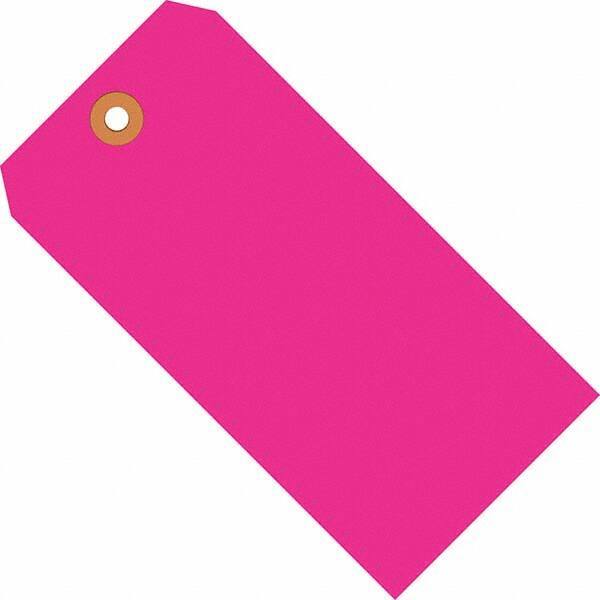 Made in USA - 6-1/4" High x 3-1/8" Long, Safety & Facility Blank Tag - Fluorescent Pink Cardstock - Top Tool & Supply