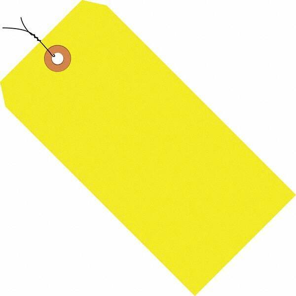 Made in USA - 5-3/4" High x 2-7/8" Long, Safety & Facility Blank Tag - Fluorescent Yellow Cardstock - Top Tool & Supply