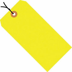 Made in USA - 5-3/4" High x 2-7/8" Long, Safety & Facility Blank Tag - Fluorescent Yellow Cardstock - Top Tool & Supply