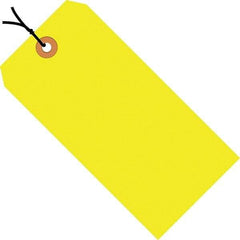 Made in USA - 5-1/4" High x 2-5/8" Long, Safety & Facility Blank Tag - Fluorescent Yellow Cardstock - Top Tool & Supply