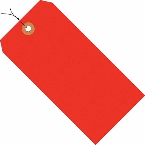 Made in USA - 5-1/4" High x 2-5/8" Long, Safety & Facility Blank Tag - Fluorescent Red Cardstock - Top Tool & Supply