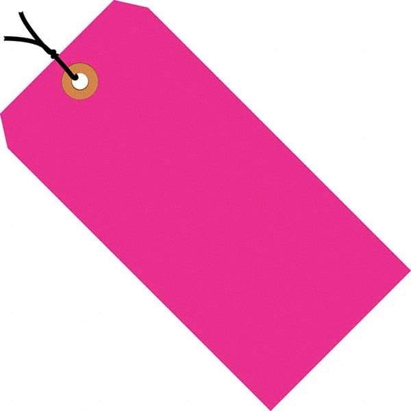 Made in USA - 5-1/4" High x 2-5/8" Long, Safety & Facility Blank Tag - Fluorescent Pink Cardstock - Top Tool & Supply