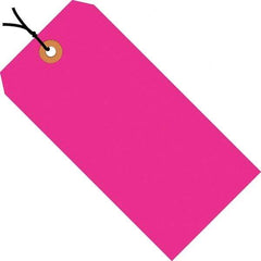 Made in USA - 4-3/4" High x 2-3/8" Long, Safety & Facility Blank Tag - Fluorescent Pink Cardstock - Top Tool & Supply