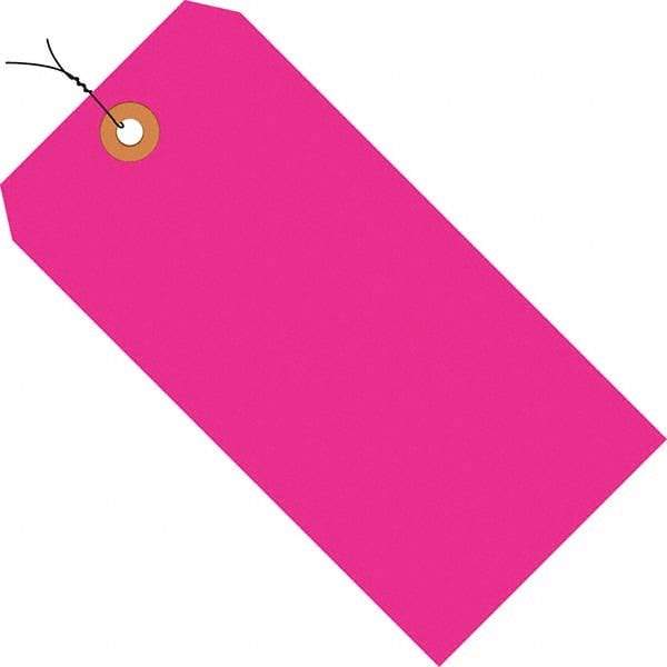 Made in USA - 3-3/4" High x 1-7/8" Long, Safety & Facility Blank Tag - Fluorescent Pink Cardstock - Top Tool & Supply