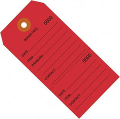 Made in USA - 4-3/4" High x 2-3/8" Long, Repair, English Safety & Facility Inspection Tag - Red Cardstock - Top Tool & Supply