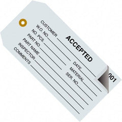 Made in USA - 4-3/4" High x 2-3/8" Long, ACCEPTED, English Safety & Facility Inspection Tag - Blue Cardstock - Top Tool & Supply