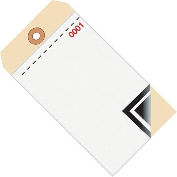 Made in USA - 6-1/4" High x 3-1/8" Long, Inventory, English Safety & Facility Numbered Tag - White & Manila Cardstock - Top Tool & Supply