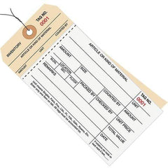 Made in USA - 6-1/4" High x 3-1/8" Long, Inventory, English Safety & Facility Numbered Tag - White & Manila Cardstock - Top Tool & Supply