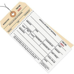 Made in USA - 6-1/4" High x 3-1/8" Long, Inventory, English Safety & Facility Numbered Tag - White & Manila Cardstock - Top Tool & Supply