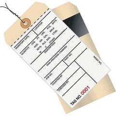 Made in USA - 6-1/4" High x 3-1/8" Long, Inventory, English Safety & Facility Numbered Tag - White & Manila Cardstock - Top Tool & Supply