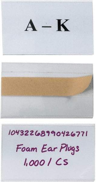 Made in USA - 3" Long x 5" Wide, Self Adhesive Back, Label Holder - Clear - Top Tool & Supply