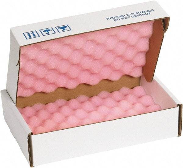 Made in USA - 12" Long x 8" Wide, Antistatic Foam Shippers - Pink & White, Standard Grade - Top Tool & Supply