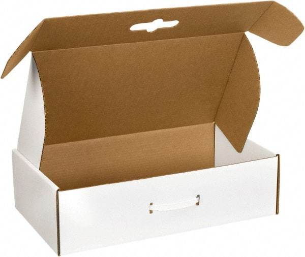 Made in USA - 11-3/8" Wide x 18-1/4" Long x 4-1/2" High Rectangle Corrugated Shipping Box - 1 Wall, White - Top Tool & Supply