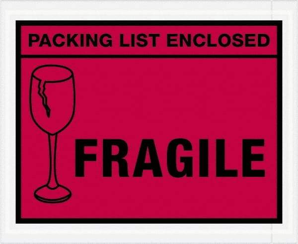 Value Collection - 1,000 Piece, 4-1/2" Long x 5-1/2" Wide, Packing List Envelope - Packing List Enclosed - Fragile, Red - Top Tool & Supply