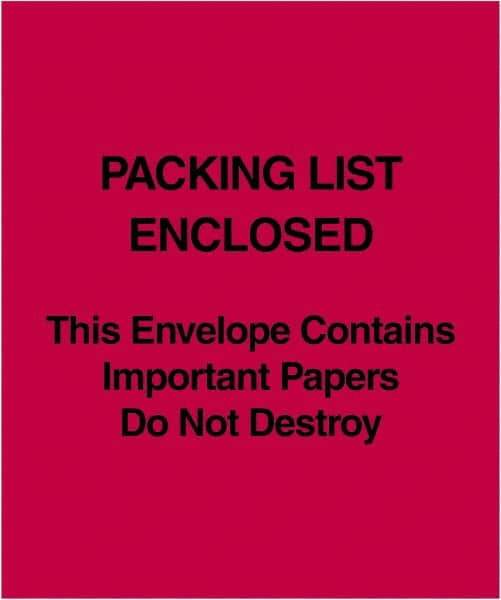 Value Collection - 1,000 Piece, 5" Long x 6" Wide, Packing List Envelope - Packing List Enclosed, Red - Top Tool & Supply