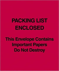 Value Collection - 1,000 Piece, 5" Long x 6" Wide, Packing List Envelope - Packing List Enclosed, Red - Top Tool & Supply