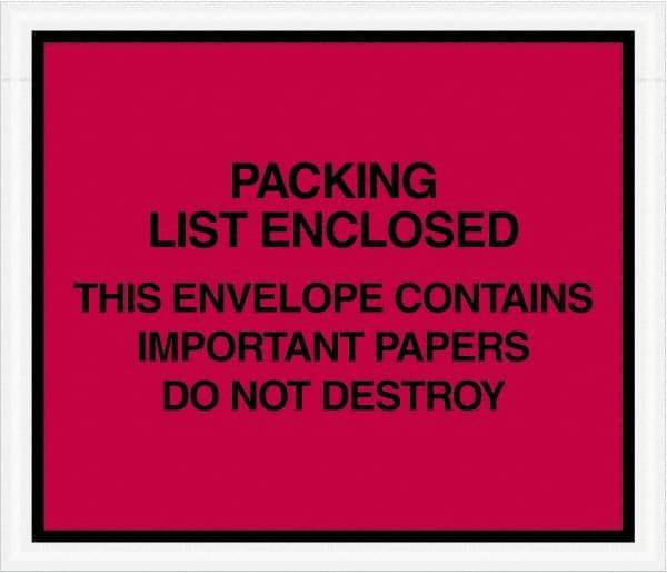 Value Collection - 1,000 Piece, 7" Long x 6" Wide, Packing List Envelope - Important Papers Enclosed, Red - Top Tool & Supply