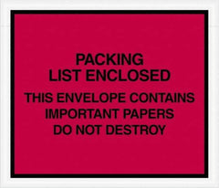 Value Collection - 1,000 Piece, 7" Long x 6" Wide, Packing List Envelope - Important Papers Enclosed, Red - Top Tool & Supply