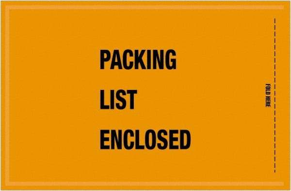 Value Collection - 1,000 Piece, 5-1/4" Long x 8" Wide, Packing List Envelope - Packing List Enclosed, Orange - Top Tool & Supply