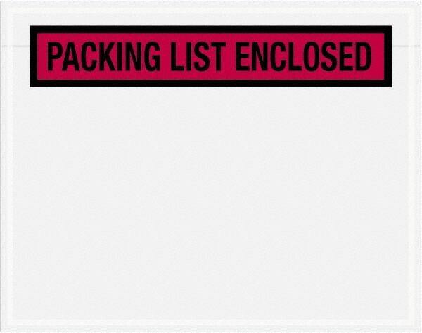 Value Collection - 1,000 Piece, 7" Long x 5-1/2" Wide, Packing List Envelope - Packing List Enclosed, Red - Top Tool & Supply