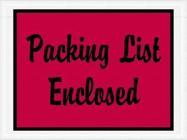 Value Collection - 1,000 Piece, 4-1/2" Long x 6" Wide, Packing List Envelope - Packing List Enclosed, Red - Top Tool & Supply