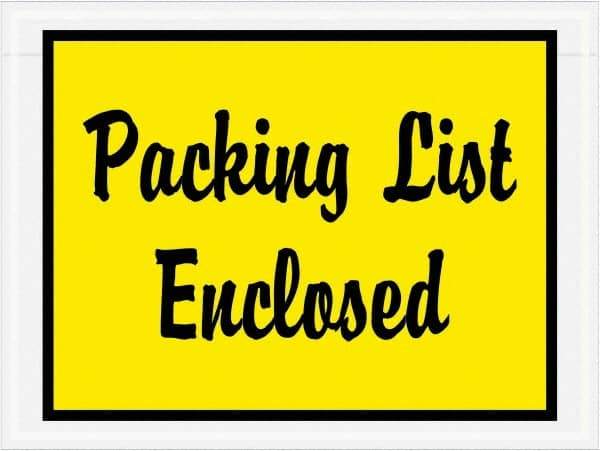 Value Collection - 1,000 Piece, 4-1/2" Long x 6" Wide, Packing List Envelope - Packing List Enclosed, Yellow - Top Tool & Supply