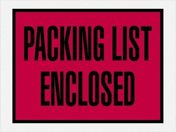 Value Collection - 1,000 Piece, 4-1/2" Long x 6" Wide, Packing List Envelope - Packing List Enclosed, Red - Top Tool & Supply