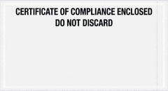 Value Collection - 1,000 Piece, 6" Long x 11" Wide, Packing List Envelope - Certificate of Compliance Enclosed, Printed Clear - Top Tool & Supply