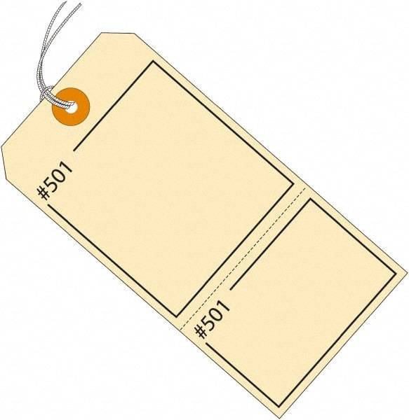 Made in USA - 4-3/4" High x 2-3/8" Long, Numbered, English Safety & Facility Retail Tag - Manila Cardstock - Top Tool & Supply