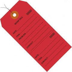 Made in USA - 4-3/4" High x 2-3/8" Long, Repair, English Safety & Facility Inspection Tag - Red Cardstock - Top Tool & Supply