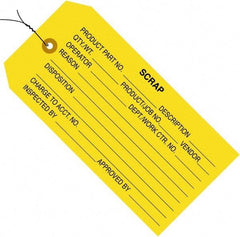 Made in USA - 4-3/4" High x 2-3/8" Long, Scrap, English Safety & Facility Inspection Tag - Yellow Cardstock - Top Tool & Supply