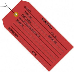 Made in USA - 4-3/4" High x 2-3/8" Long, REJECTED, English Safety & Facility Inspection Tag - Red Cardstock - Top Tool & Supply