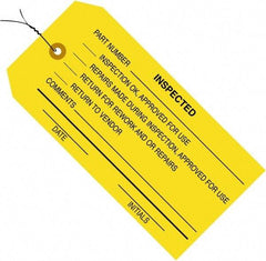 Made in USA - 4-3/4" High x 2-3/8" Long, ACCEPTED, English Safety & Facility Inspection Tag - Yellow Cardstock - Top Tool & Supply