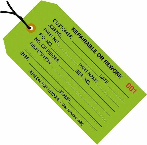 Made in USA - 4-3/4" High x 2-3/8" Long, Safety & Facility Blank Tag - Green Cardstock - Top Tool & Supply