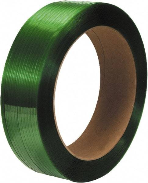 Made in USA - 2,900' Long x 1/2" Wide, Coil Case Polyester Hand Strapping - 775 Lb Capacity, 0.025" Thick - Top Tool & Supply