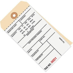 Made in USA - 6-1/4" High x 3-1/8" Long, Inventory, English Safety & Facility Numbered Tag - White & Manila Cardstock - Top Tool & Supply