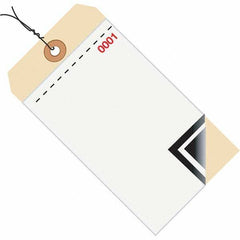 Made in USA - 6-1/4" High x 3-1/8" Long, Inventory, English Safety & Facility Numbered Tag - White & Manila Cardstock - Top Tool & Supply