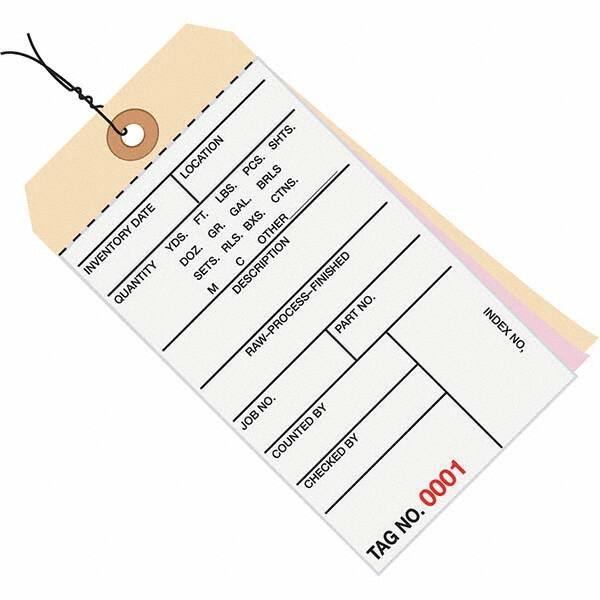 Made in USA - 6-1/4" High x 3-1/8" Long, Inventory, English Safety & Facility Numbered Tag - White & Manila Cardstock - Top Tool & Supply