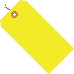 Made in USA - 5-1/4" High x 2-5/8" Long, Safety & Facility Blank Tag - Fluorescent Yellow Cardstock - Top Tool & Supply