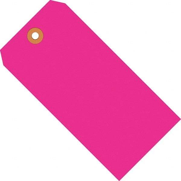 Made in USA - 3-3/4" High x 1-7/8" Long, Safety & Facility Blank Tag - Fluorescent Pink Cardstock - Top Tool & Supply