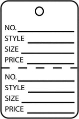 Made in USA - 1-3/4" High x 2-7/8" Long, General Information, English Safety & Facility Retail Tag - White Cardstock - Top Tool & Supply