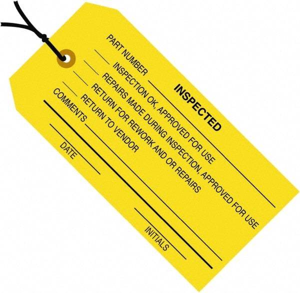 Made in USA - 4-3/4" High x 2-3/8" Long, Safety & Facility Blank Tag - Yellow Cardstock - Top Tool & Supply