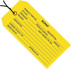 Made in USA - 4-3/4" High x 2-3/8" Long, Safety & Facility Blank Tag - Yellow Cardstock - Top Tool & Supply