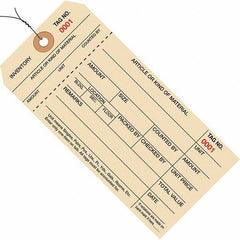 Made in USA - 6-1/4" High x 3-1/8" Long, Inventory, English Safety & Facility Numbered Tag - Manila Cardstock - Top Tool & Supply