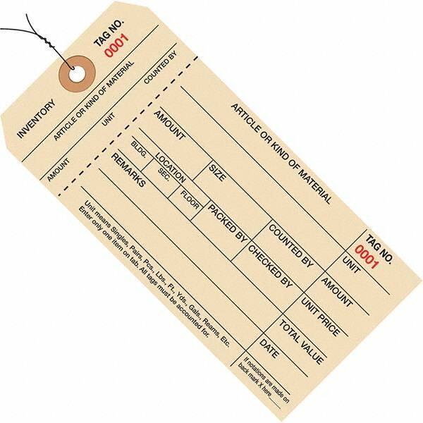 Made in USA - 6-1/4" High x 3-1/8" Long, Inventory, English Safety & Facility Numbered Tag - Manila Cardstock - Top Tool & Supply